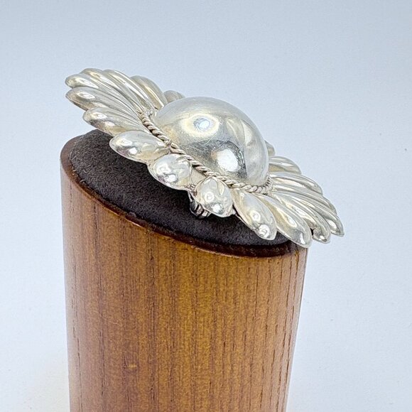 VTG Mexico 875 Silver Large Sunflower Sunburst Brooch Size 2.25" Diameter - Picture 3 of 8